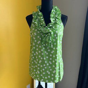 Kate Spade Women's Green Tennis Ball Cotton Blouse Top  Size 4 Tennis Anyone Top